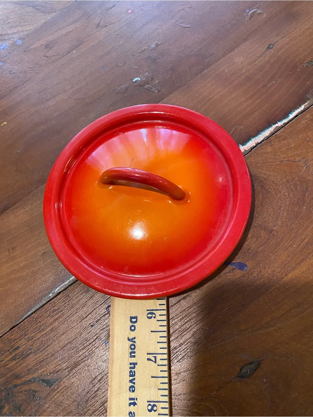Descoware Red-Orange Round Pot Lid with Handle
